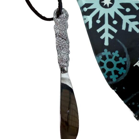 Counter Art NWT Glass Christmas Peace Cheese Server Board Bottle With Spreader - Picture 4 of 7